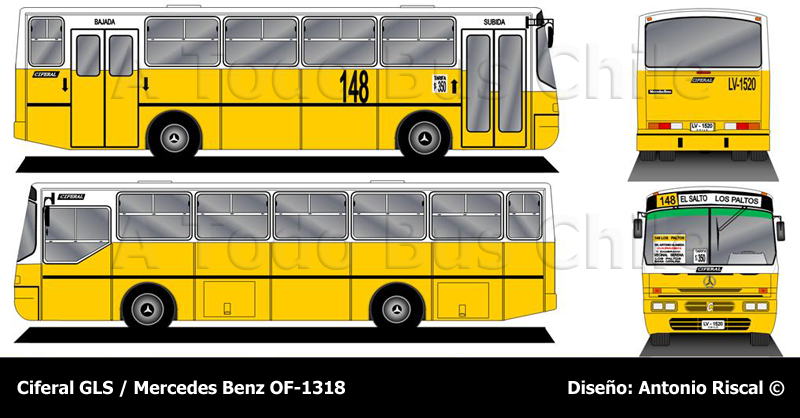 Ciferal GLS Bus / Mercedes Benz OF-1318 / Línea N° 148 El Salto - Los Paltos (E.T.P. Victoria Sur S.A.)