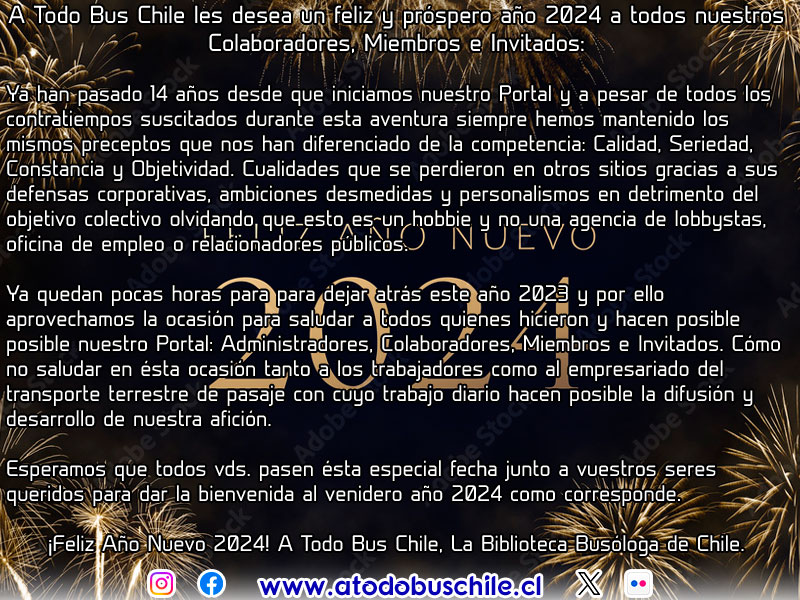 Feliz y Próspero Año Nuevo 2024 Les Desea A Todo Bus Chile