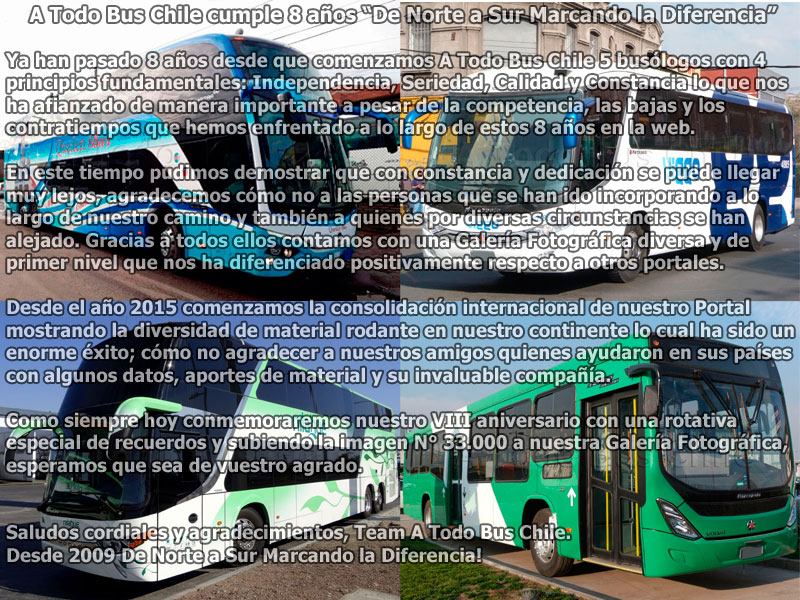 A Todo Bus Chile 8 Años de Norte a Sur Marcando la Diferencia!