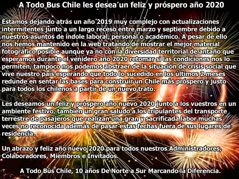 Feliz y Próspero Año Nuevo 2020 Les Desea A Todo Bus Chile