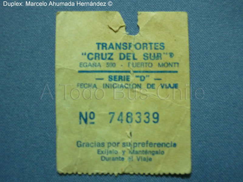 Ticket de Equipaje Cruz del Sur (1990)