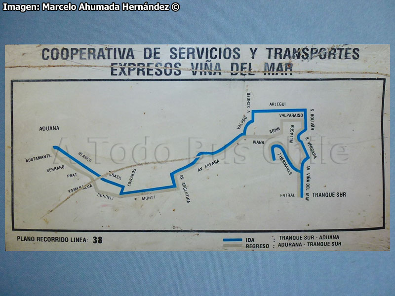 Mapa Recorrido Línea Nº 38 Expresos Viña del Mar