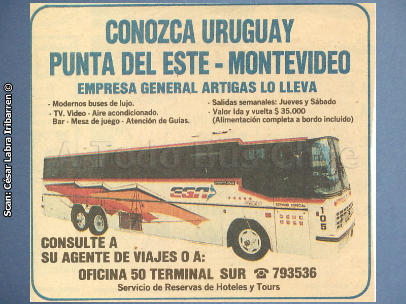 Inserto de Prensa | Nielson Diplomata 350 / Volvo B-10M / Empresa General Artigas EGA (Uruguay)