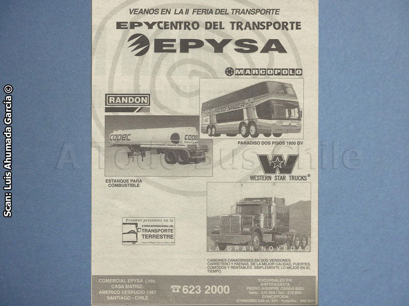 Inserto de Prensa EPYSA S.A. | Feria del Transporte 1996