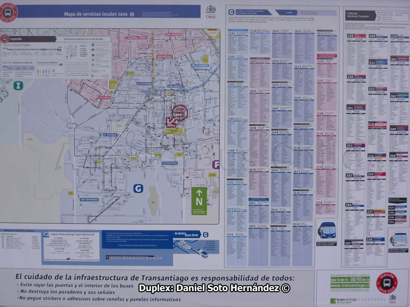 Mapa Zona G Transantiago