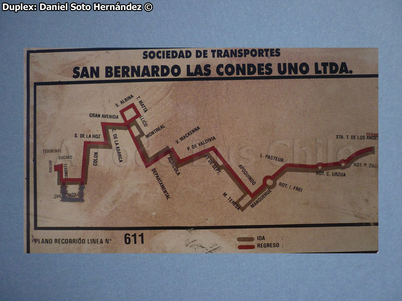 Mapa del Recorrido Nº 611 San Bernardo - Lo Curro