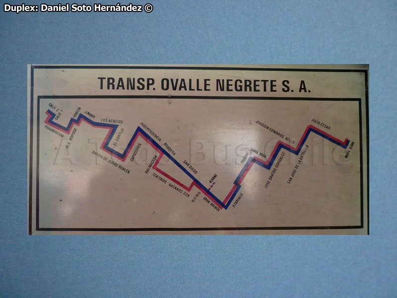 Mapa de Recorrido Nº 106 Zapadores - Los Quillayes (Transportes Ovalle Negrete N° 56 S.A.)