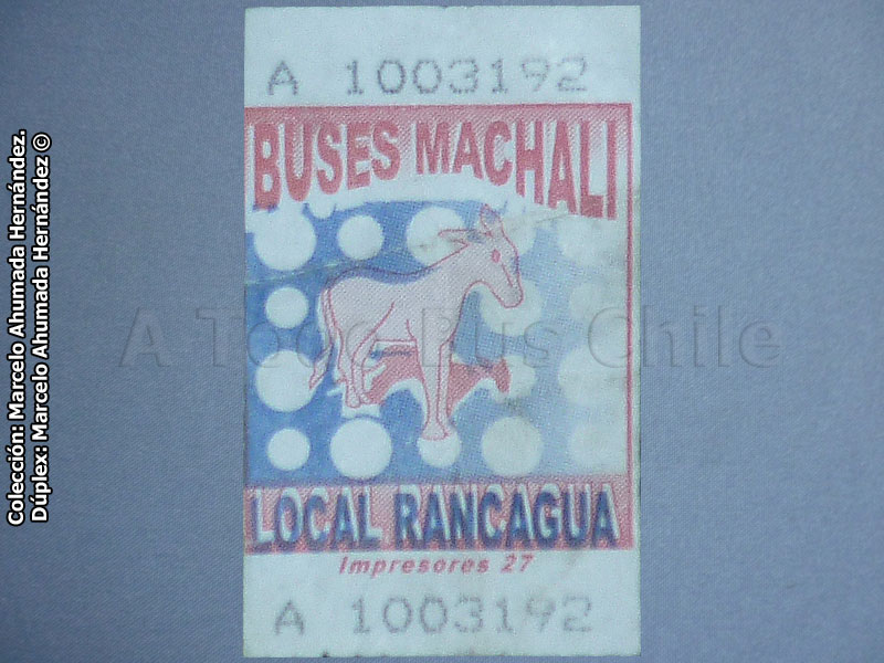 Boleto Adulto Línea 4.000 Machalí - Rancagua (Buses Machalí) Trans O'Higgins (2009)
