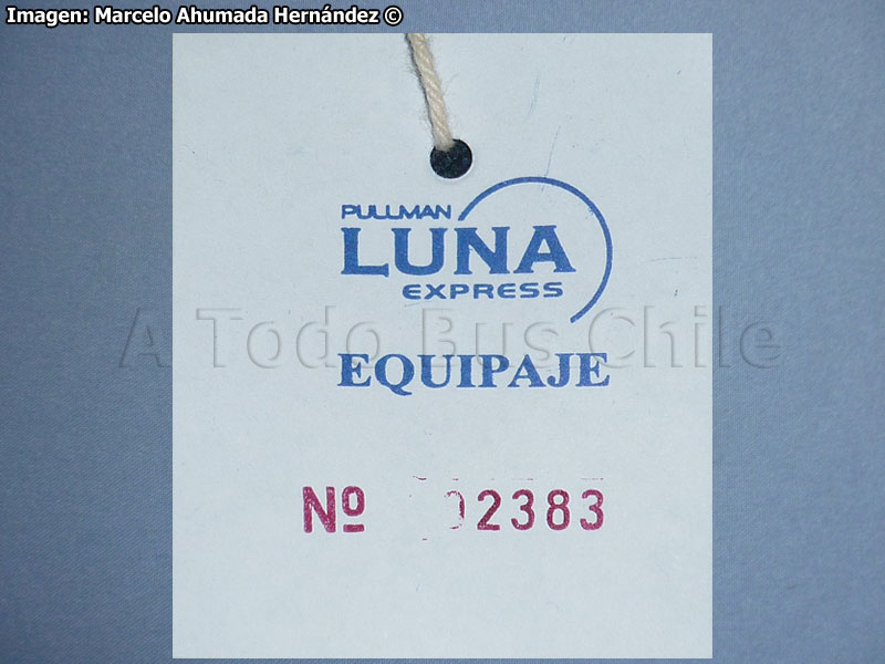 Ticket de Equipaje Pullman Luna Express (2012)