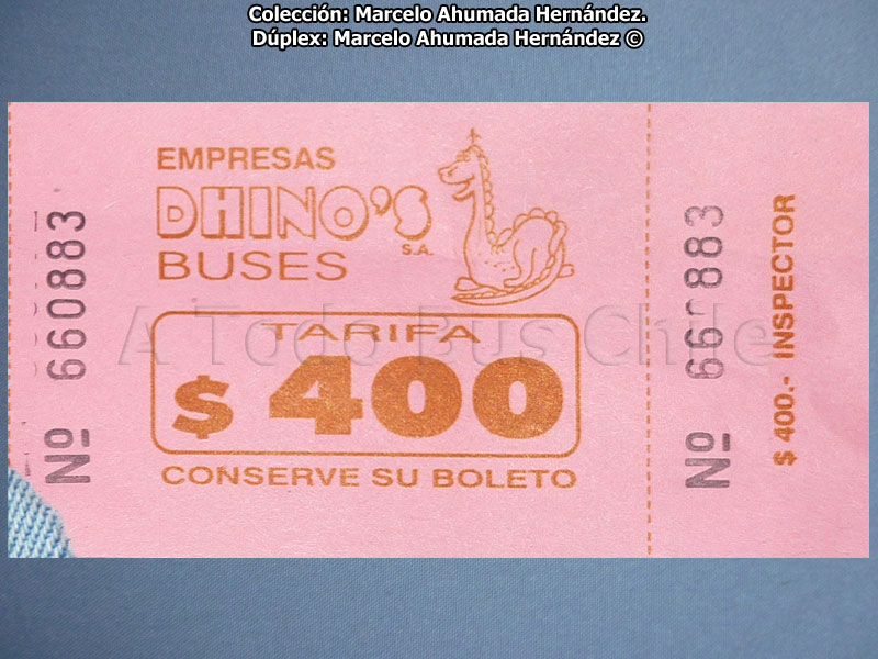 Boleto Adulto Buses Dhino's (2012)