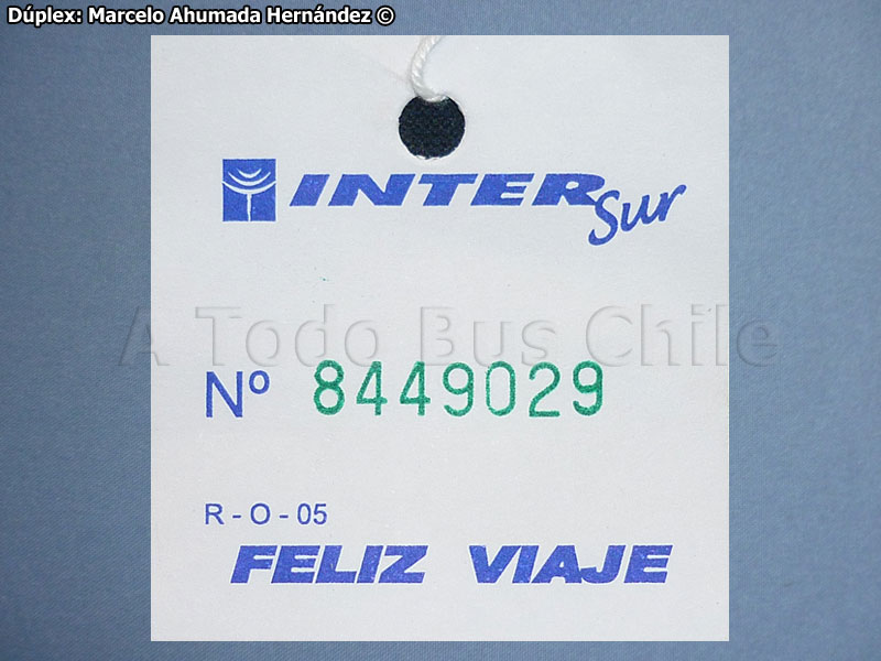 Ticket de Equipaje Inter Sur (2012)