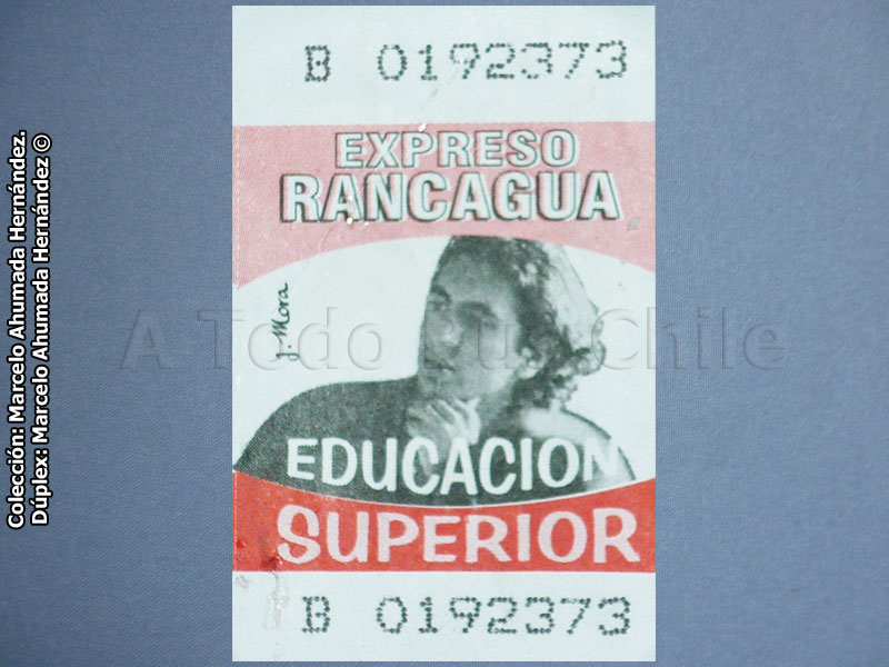 Boleto Estudiante Educación Superior Línea 100 Circunvalación (Expreso Rancagua) Trans O'Higgins (2009)