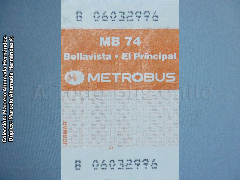 Boleto Adulto Metrobus Servicio MB-74