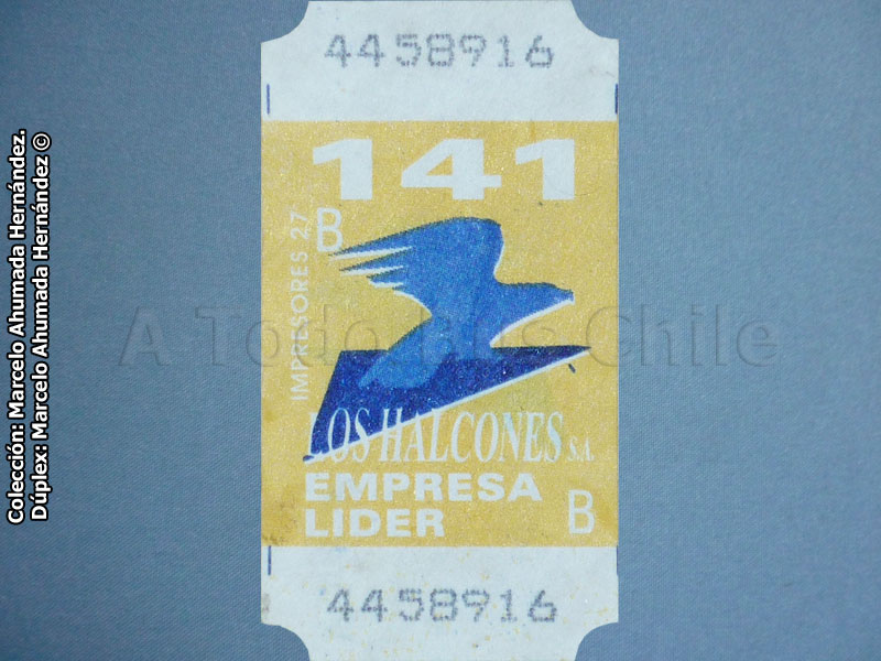 Boleto Adulto Línea Nº 141 Los Halcones S.A. (2003)