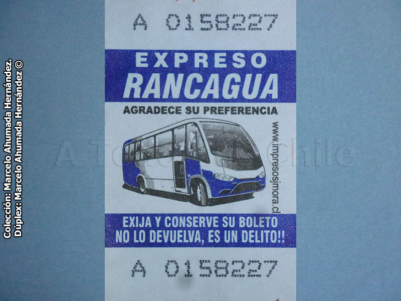 Boleto Adulto Línea 100 Circunvalación (Expreso Rancagua) Trans O'Higgins (2014)