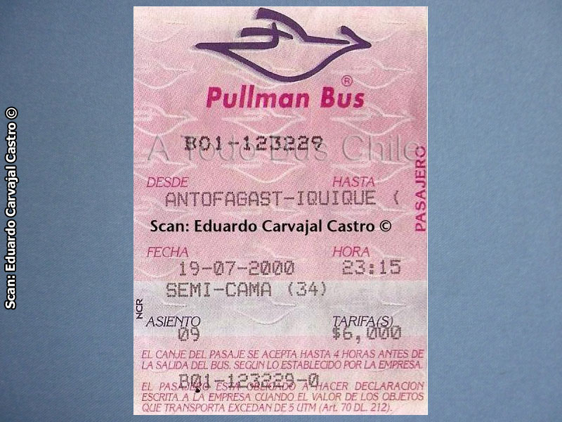 Boleto de oficina Pullman Bus (19-07-2000)