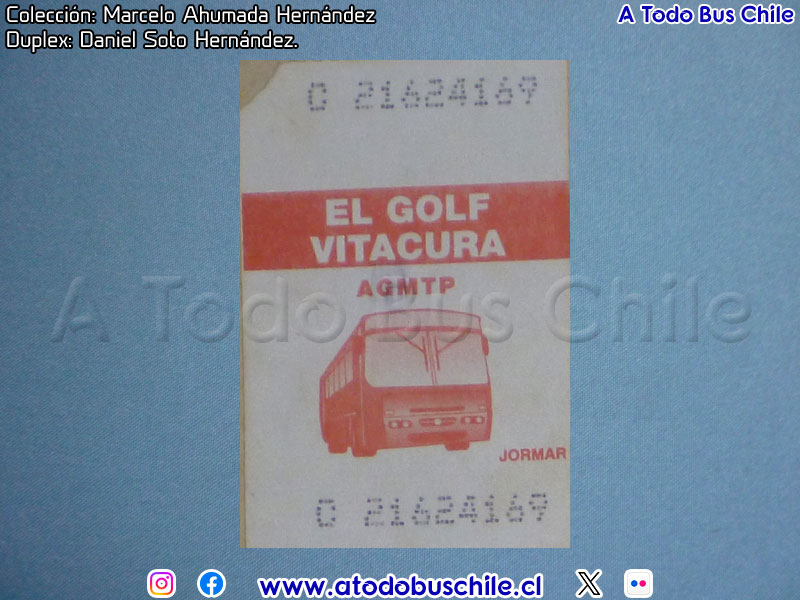 Boleto Adulto Comercial El Golf - Vitacura S.A. (Líneas 345 - 675)