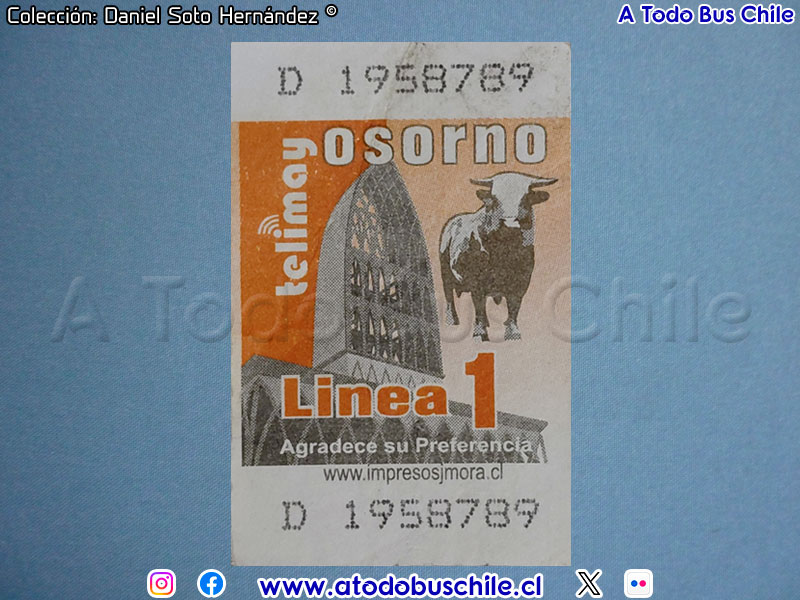 Boleto Adulto Línea N° 1 Osorno (Región de Los Lagos)
