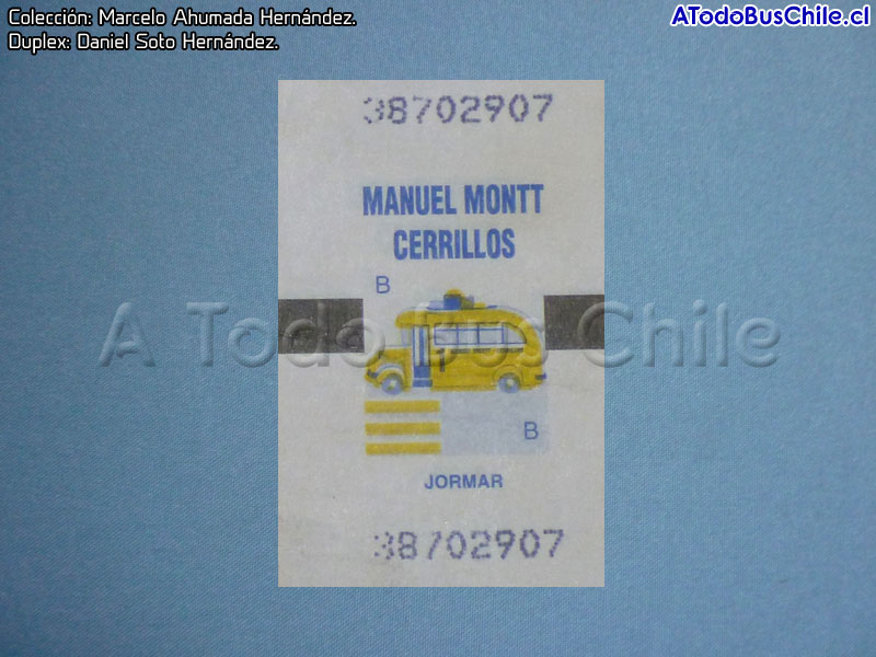 Boleto Adulto Manuel Montt - Cerrillos Nº 1 S.A. (Líneas N° 363 - 379 - 615)