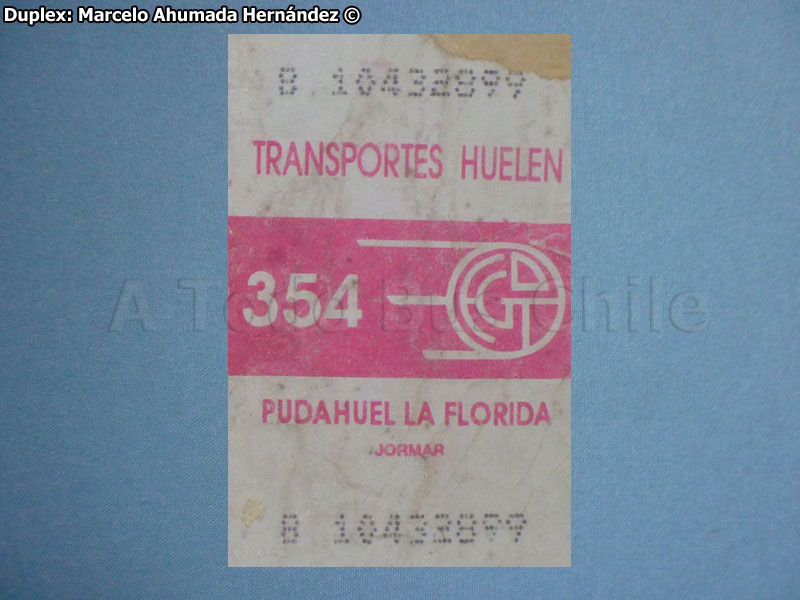 Boleto Adulto Transportes Huelén (Pre Transantiago)