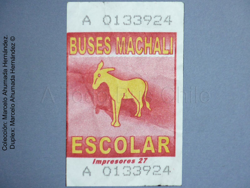 Boleto Escolar Línea 4.000 Machalí - Rancagua (Buses Machalí) Trans O'Higgins (2010)