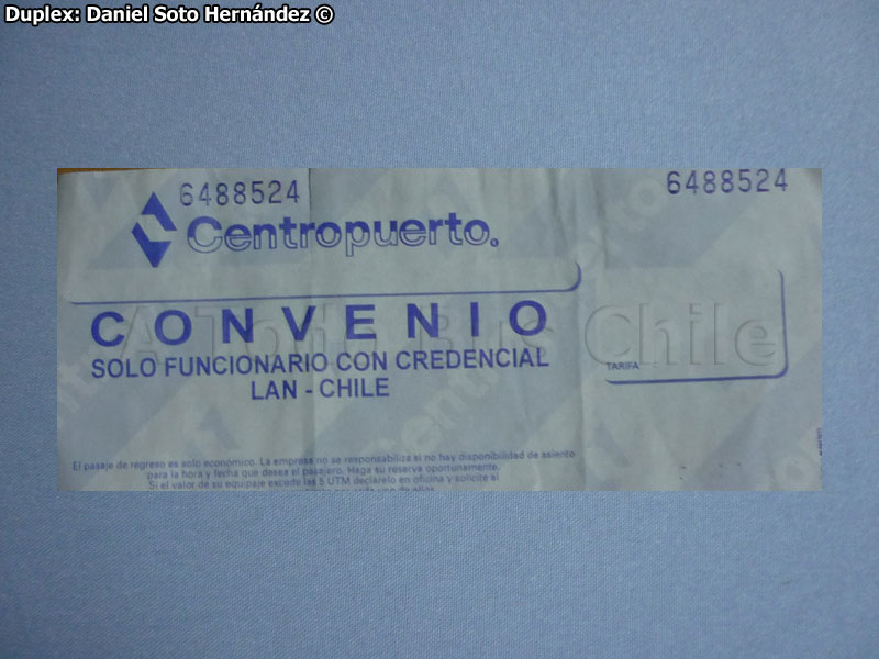 Boleto Convenio LAN Chile / Centropuerto
