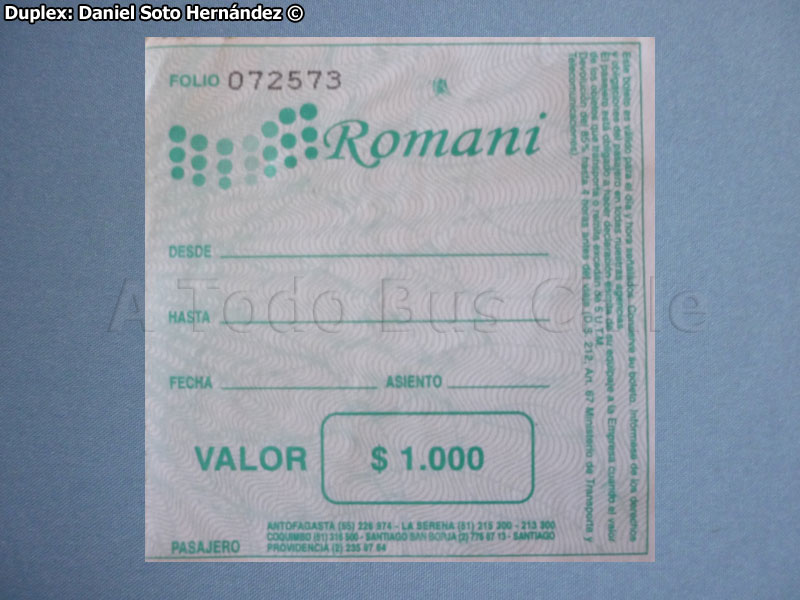 Boleto de Andén Romani