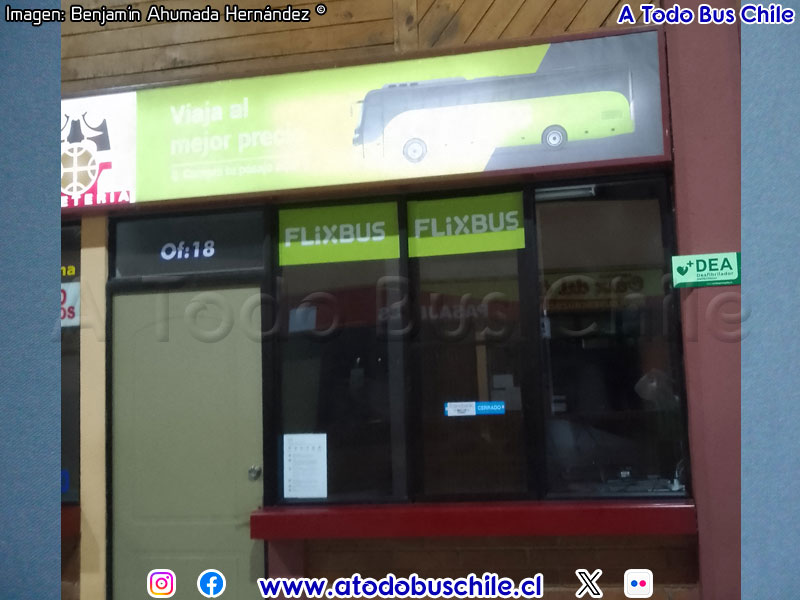 Oficina Venta de Pasajes Flixbus Chile | Terminal Rodoviario de Temuco