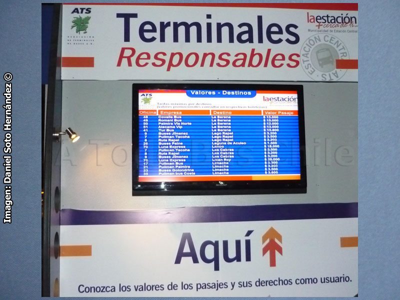 Panel Informativo Terminal de Buses San Borja (Santiago)