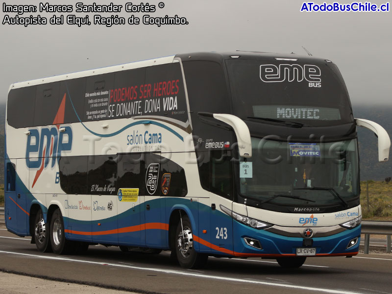 Marcopolo Paradiso New G7 1800DD / Scania K-400B eev5 / EME Bus (Al servicio de Movitec Chile)