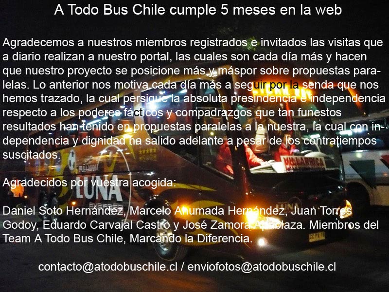 A Todo Bus Chile, 5 meses en la web gracias a ustedes!