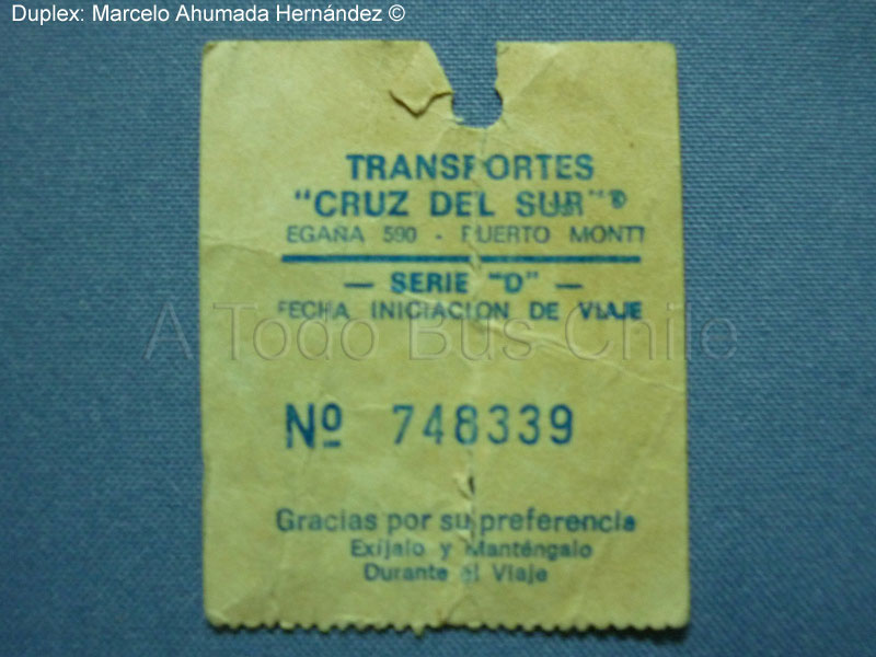 Ticket de Equipaje Cruz del Sur (1990)