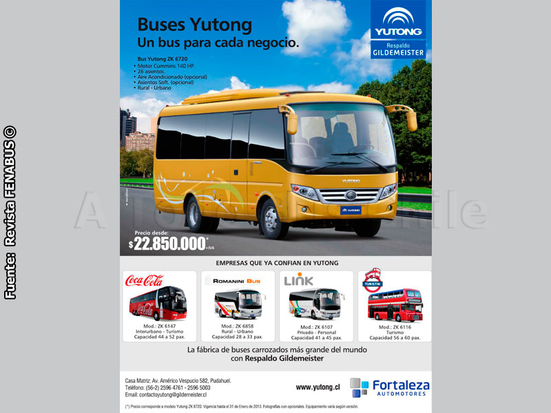 Aviso Publicitario Buses Yutong | Yutong ZK6720