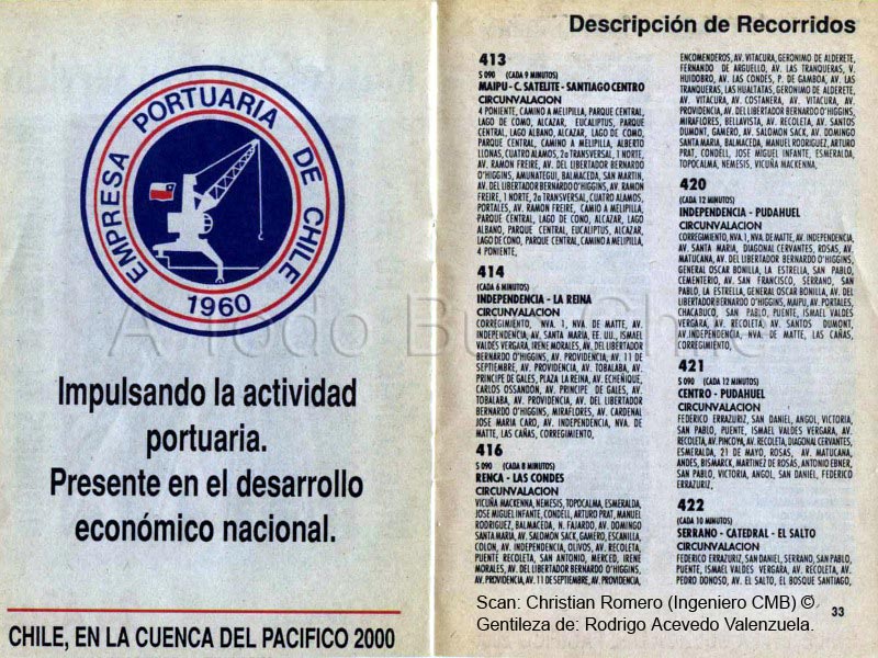 Página 33 Guía de Recorridos Concesión Céntrica de Santiago, 1992.