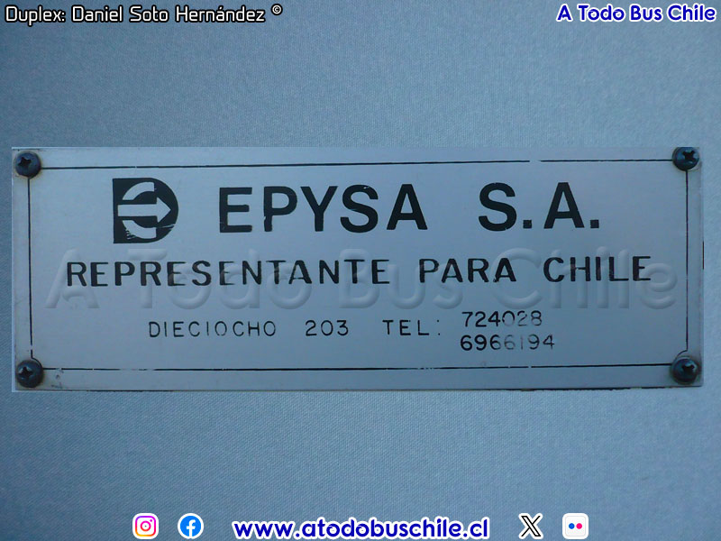 Placa Corporativa EPYSA S.A. 1992 | Representante de Marcopolo en Chile