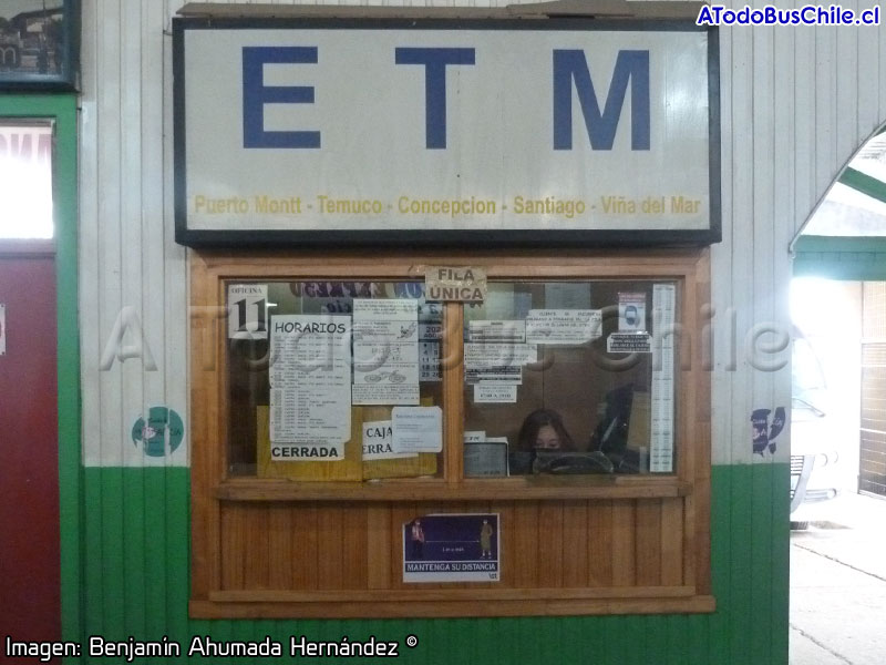 Oficina Venta de Pasajes Buses ETM Terminal Municipal de Castro